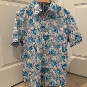 Robert Graham Blue and White Floral Button Down Shirt